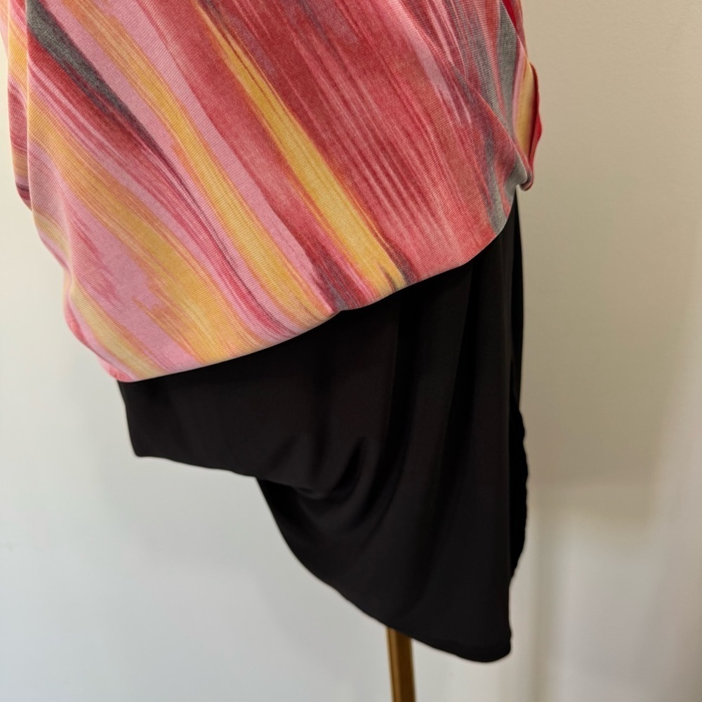 Carmen Marc Valvo Sheath Cocktail Dress Sz M Bright Knee Length Cap Sleeve EUC! - Picture 9 of 11
